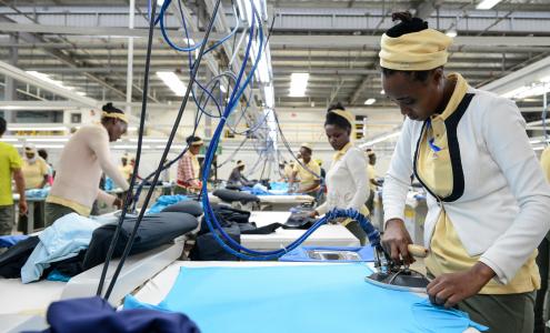 Women ironing in laundry, hawassa industrial park, Ethiopia